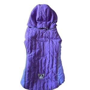 Purple Quilted Dog Coat Vest Hooded Fleece Lined Pet Jacket new